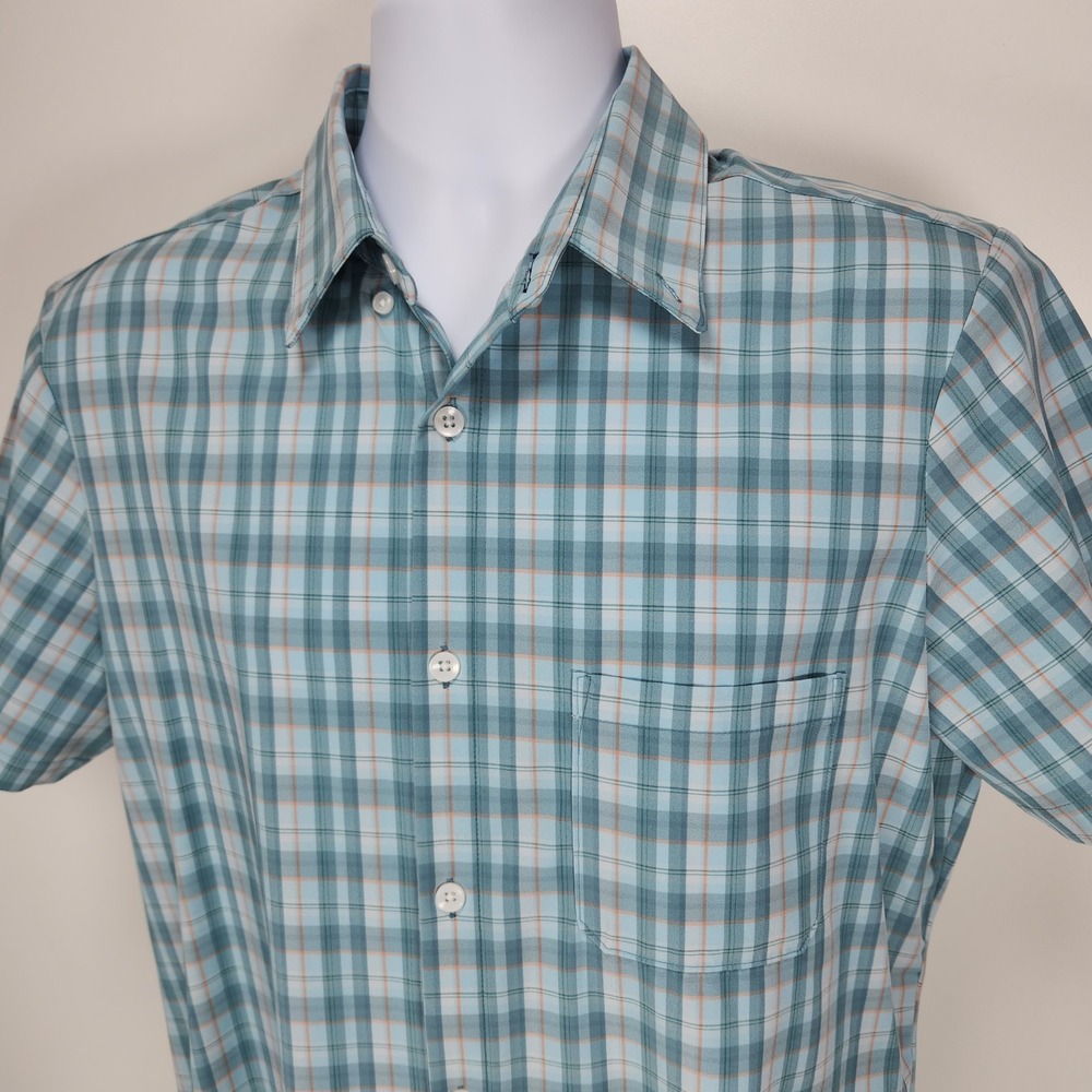 Mizzen Main Shirt Men Large Trim Fit Green Button Up Leeward Performance Stretch